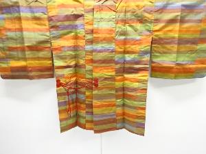 横段織り出し手織り紬道中着